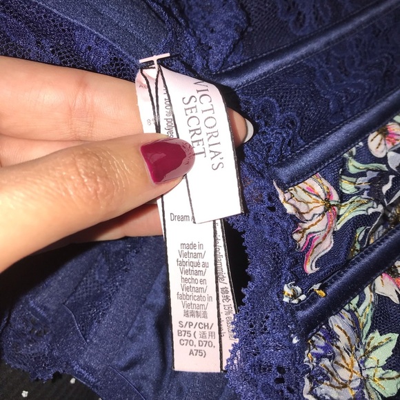 VS dream angel unlined lace up Corset bra top  small navy floral - Picture 7 of 7